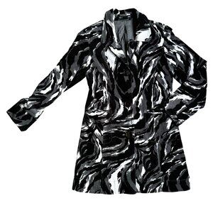 2/$18 SALE! C Concept Trench Coat Womens M Corduroy Black Gray 70s Style‎ Trench